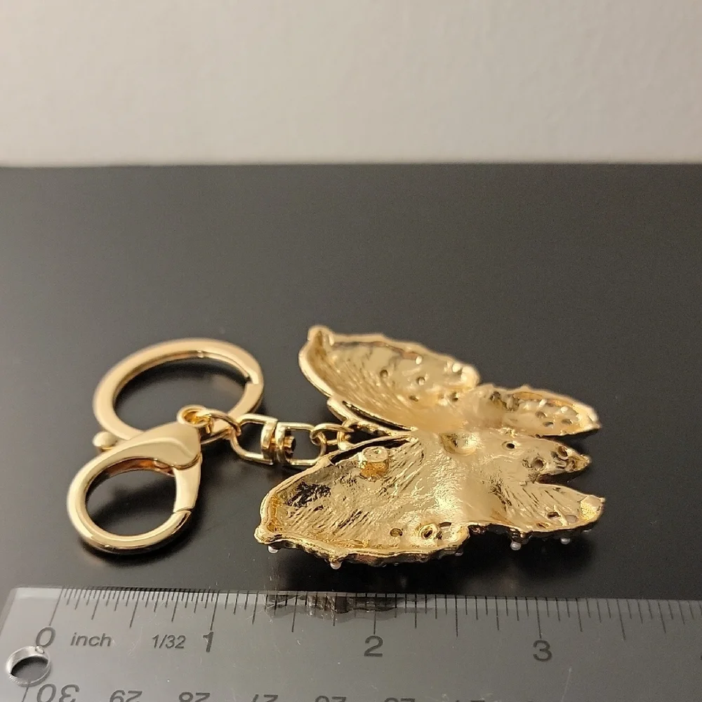 Pink and Gold Butterfly Keychain - Picture 4 of 5